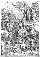 Dürer, Albrecht: Scene from the Apocalypse, The angel holding the keys of the abyss and a big chain
