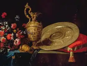 Gobin, Michel: Still life with flowers and plate