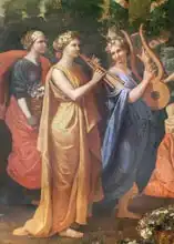 Poussin, Nicolas: Hymenaios Disguised as a Woman During an Offering to Priapus, detail of the musicians