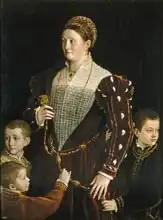 Parmigianino: Camilla Gonzaga, Contessa di San Secondo, with three sons