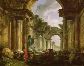 Robert, Hubert: Imaginary View of the Grand Gallery of the Louvre in Ruins