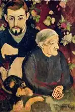 Valadon, Suzanne: Portrait of Maurice Utrillo (1883-1955), his Grandmother and his Dog