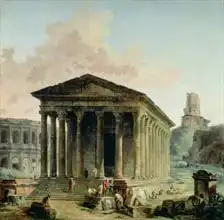 Robert, Hubert: Maison Carree with the Amphitheatre and the Tour Magne at Nimes