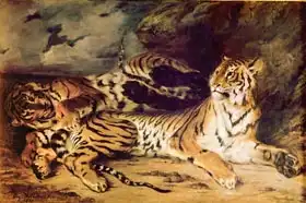 Delacroix, Eugene: Young tiger playing with his mother