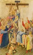 Martini, Simone: Descent from the Cross (tempera) on gold panel