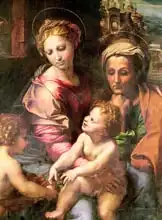 Raphael: Holy Family (or The Pearl, detail: the Virgin, Saint Elizabeth and Child)