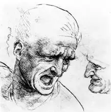 Vinci, Leonardo: Studies for the heads of two soldiers in The Battle of Anghiari