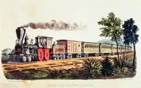 Americká škola (19. století): Express Train, engraved by Nathaniel Currier (1813-88) and James Merritt Ives 1813-88 and James Merritt Ives (1824-95)