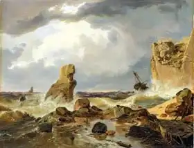 Achenbach, Andreas: Surf on a Rocky Coast