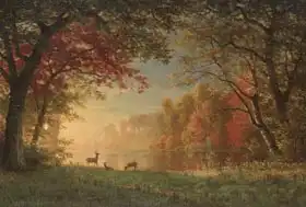 Bierstadt, Albert: Indian Sunset: Deer by a Lake