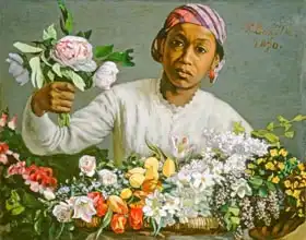 Bazille, Jean Frederic: Young Woman with Peonies