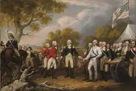 Trumbull, John: Battle of Saratoga, the British General John Burgoyne surrendering to the American General, Horatio Gates