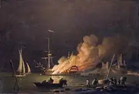 Brooking, Charles: Ship on Fire at Night