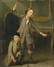 Nollekens, Joseph Francis: Two Boys of the Nollekens Family, Probably Joseph and John Joseph, Playing at Tops