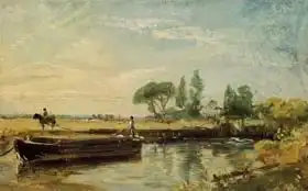 Constable, John: Barge below Flatford Lock